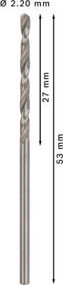 Bosch PRO Metal HSS-G 2,2 mm bükümlü matkap ucu, 53 mm uzunluk.