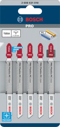 Bosch PRO Plastics PC Clean T101A dekupaj testere bıçakları (5'li paket).