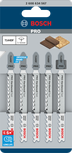Bosch PRO Hardwood fast T144DF dekupaj testere bıçağı seti, 5 parça.