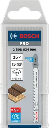 Bosch PRO Hardwood fast T144DF dekupaj testere bıçakları, 25'li paket.