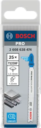 Bosch PRO Metal kalın ve ince T123XF dekupaj testere bıçağı 25'li paket.