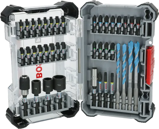Bosch PRO Impact Karma Set 40 parça uç ve matkap uçlarıyla birlikte.