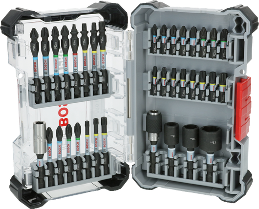 Bosch PRO Darbeli Tornavida Ucu Seti 36 parçalı organize kutu.