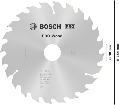 Bosch PRO Ahşap Daire Testere Bıçağı 184 mm T24.