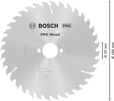 Bosch PRO Ahşap Daire Testere Bıçağı 190 mm, ahşap kesimi için.