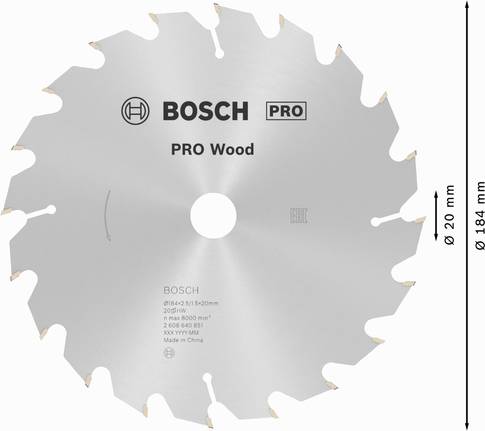 Bosch PRO Ahşap Daire Testere Bıçağı 184 x 20 mm.