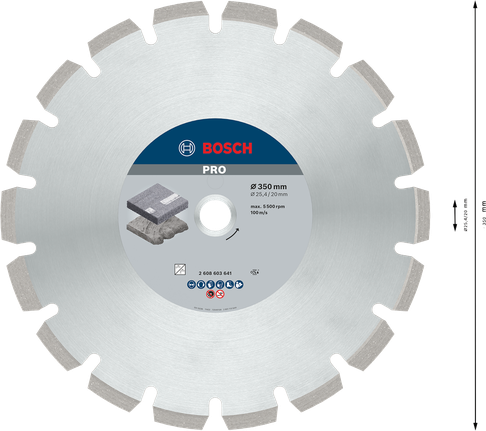 Bosch PRO Asfalt Elmas Disk 350 mm asfalt kesimi için.