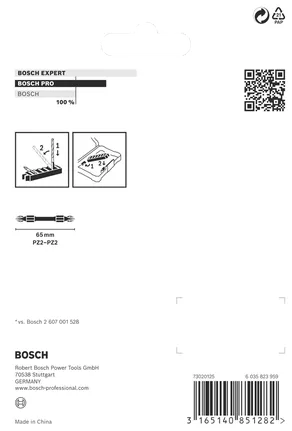 Bosch PRO çift taraflı darbeli matkap ucu PZ2 65mm 8 adet.