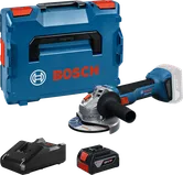 Bosch GWS 18V-8 açılı taşlama makinesi seti, akü ve şarj cihazı ile birlikte.