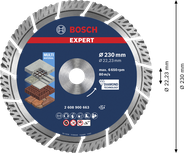 Bosch EXPERT Çok Amaçlı Elmas Kesme Diski 230 mm.
