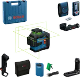 Bosch GLL 80-33 G lazerli seviyeleme aleti ve aksesuarları.