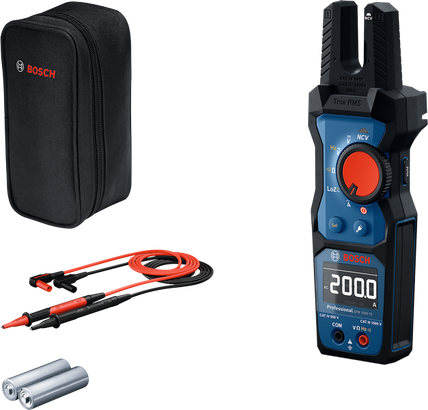 Bosch GFM 1000 dijital multimetre, kutusu ve test uçları ile birlikte.