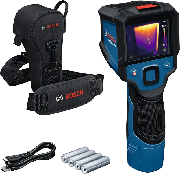 Bosch GTC 12V-450 termal kamera kılıfı ve pilleriyle birlikte.