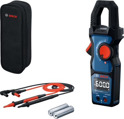 Bosch dijital pens ampermetre seti, kablolar, kutu ve AA pillerle birlikte.