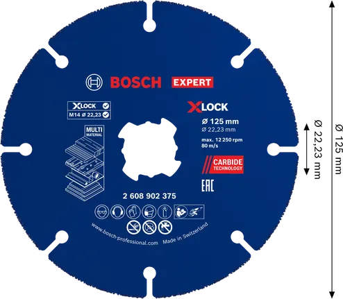 Bosch EXPERT Multi Material karbür kesme diski 125mm X-Lock.