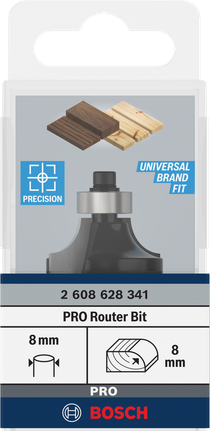 Bosch PRO freze ucu 8 mm'den fazla yuvarlama.