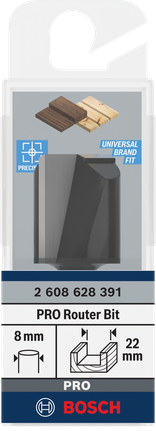Bosch PRO freze düz ucu 22mm 8mm.
