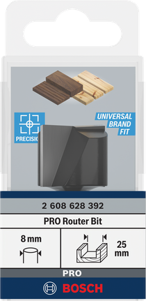 Bosch PRO freze düz ucu 8 mm 25 mm.