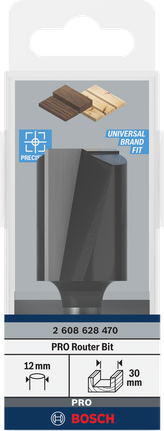 Bosch PRO freze düz ucu 30×40 mm, şaft 12 mm.