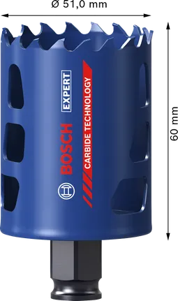 Bosch EXPERT Multi Material 51 mm karbür dişli delik testeresi.
