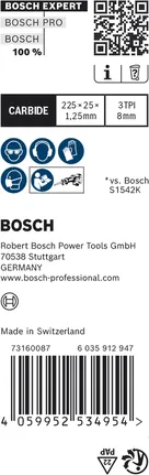 Bosch EXPERT Tough Wood S 1142 KHM 225 mm pistonlu testere bıçağı.