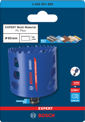 Bosch 83×60 mm çok malzemeli delik testeresi.
