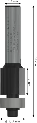 Bosch PRO Freze Ucu Alt Yataklı Gömme Kesim 12,7x13 mm.