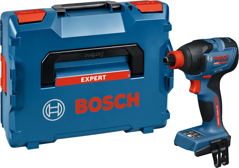 Bosch EXDX18V-210 akülü darbeli tornavida, taşıma çantasıyla birlikte.