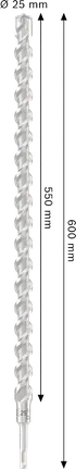 Bosch PRO SDS plus-5X 25mm darbeli matkap ucu, 600mm uzunluk.
