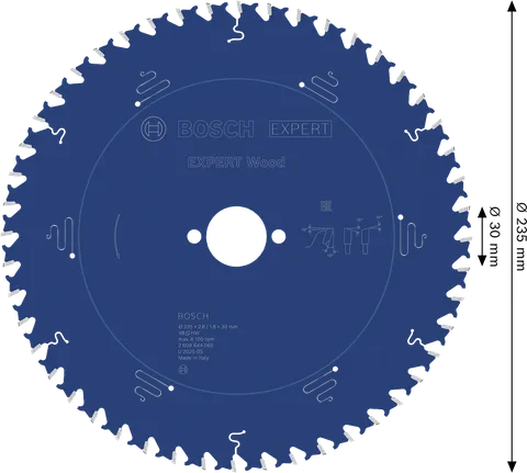Bosch EXPERT Ahşap Daire Testere Bıçağı 235 mm, ahşapta temiz kesimler için.