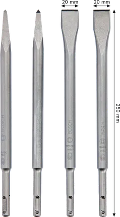 Bosch PRO SDS plus-4C Keski Seti, 4 adet 250 mm uzunluk.
