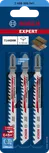 Bosch EXPERT Hardwood Fast T144DHM dekupaj testere bıçakları 3'lü paket.