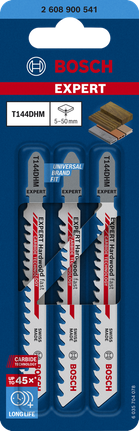 Bosch EXPERT Hardwood Fast T144DHM dekupaj testere bıçakları 3'lü paket.