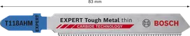 Bosch EXPERT Tough Metal ince T118AHM dekupaj testere bıçağı, 83 mm.