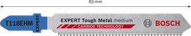 Bosch EXPERT Tough Metal T118EHM dekupaj testere bıçağı 83 mm.