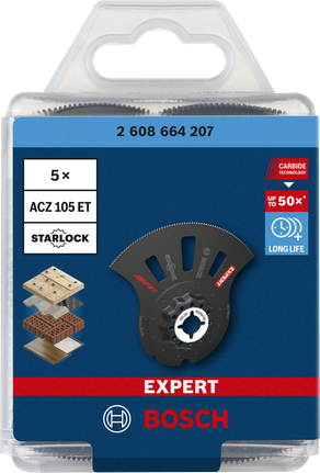 Bosch EXPERT ACZ 105 ET karbür segment testere bıçağı 5'li paket.