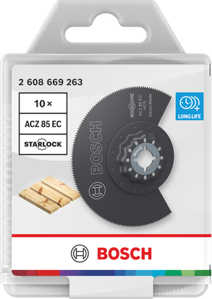 Bosch Starlock ahşap kesme bıçağı 85 mm 10 adet.