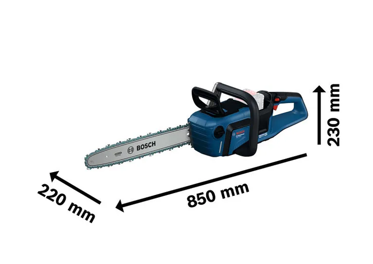 Bosch GKE 18V-40 akülü testerenin ölçüleri.