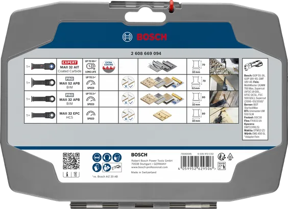 Bosch Ağır İş Seti 4 adet salınımlı çok amaçlı alet bıçağı.