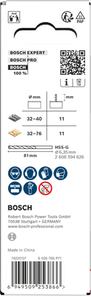 Bosch Delik Testeresi için Arbor ve Pilot Matkap, 32-210 mm aralığı.