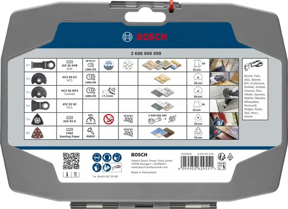 Bosch Tadilat Bıçak Seti 8 parça çok malzemeli kesim için.
