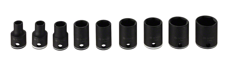 Bosch impact socket set for wrenches, 9 pieces.