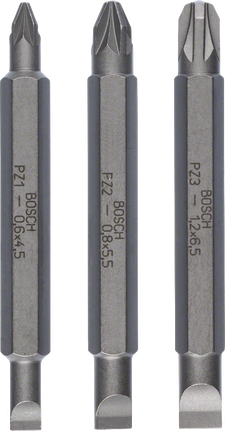 Bosch 3-piece double ended bit set, 60 mm length.