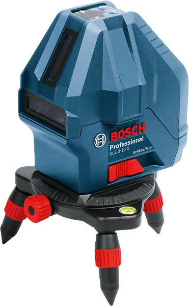 Bosch GLL 3-15 X laser leveling tool with tripod base.