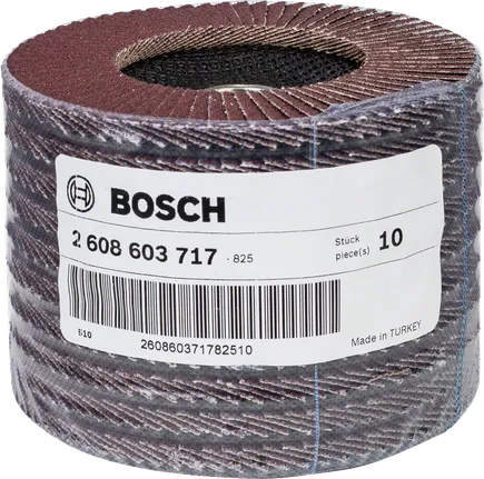 Bosch flap wheel abrasive for sanding and finishing.