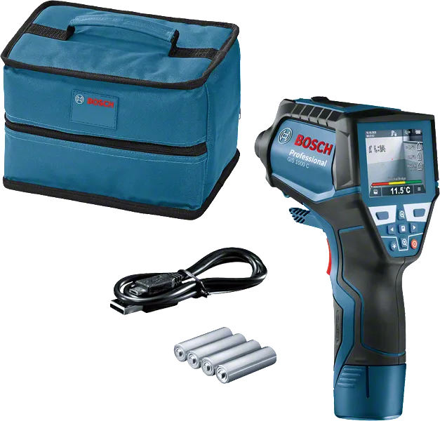 Bosch GIS 1000 C thermal detector with case and accessories.