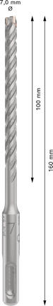Bosch PRO SDS plus-5X Hammer Drill Bit 7 x 100 x 160 mm.