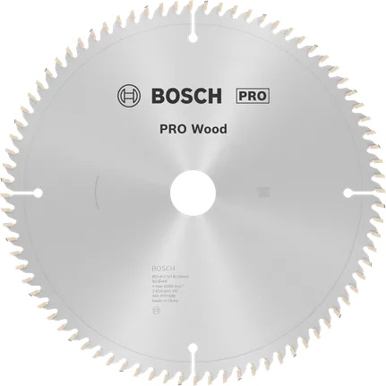 Bosch PRO Wood circular saw blade 254mm T80 for fine cuts.