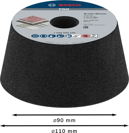 Bosch PRO Stone Conical Cup Wheel for grinding, 90 x 110 mm.