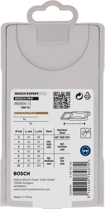 Bosch PRO Metal HSS-G 7-piece twist drill bit set.